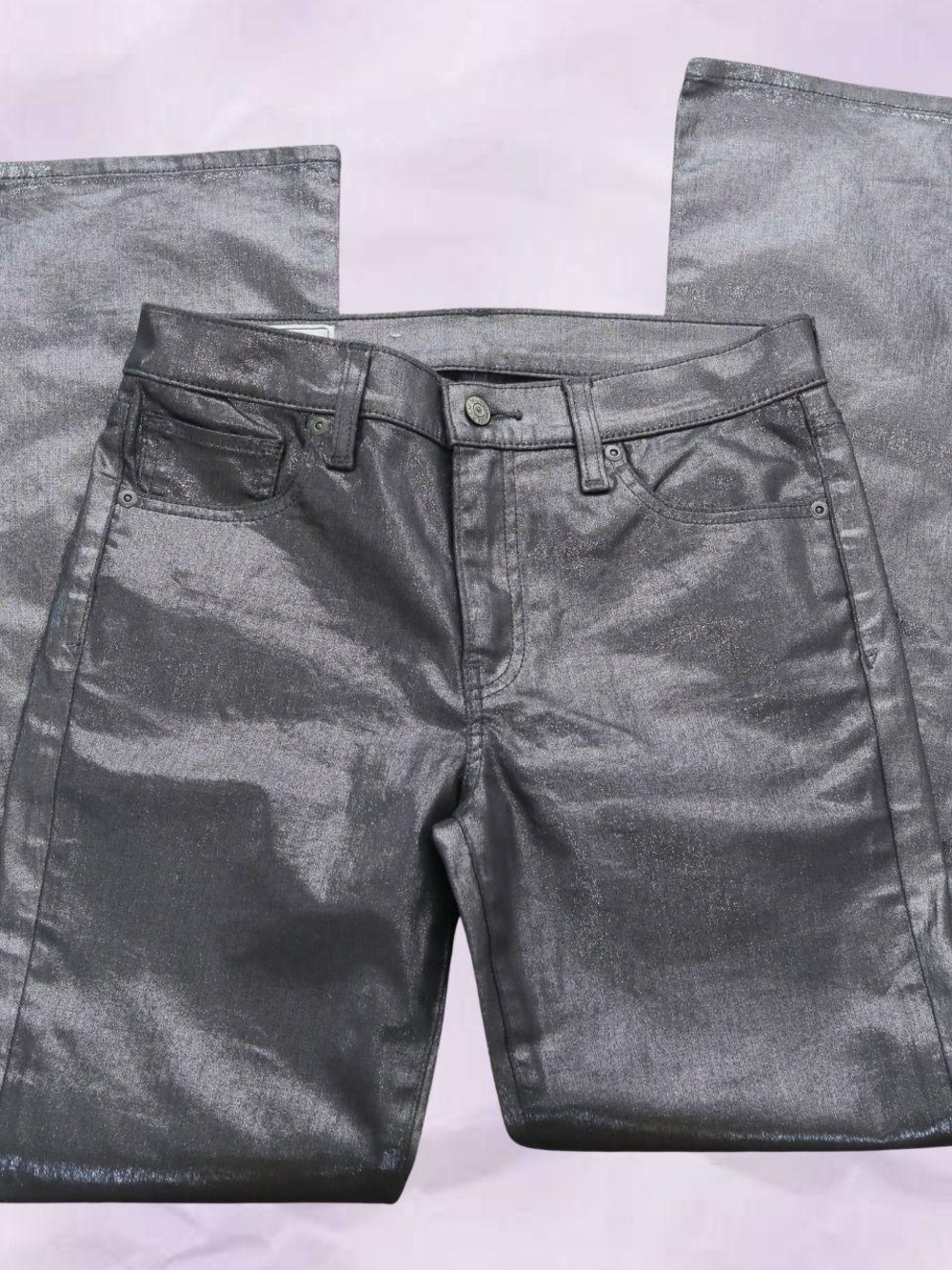 Women’s Shimmery Metallic Silver Jeans
